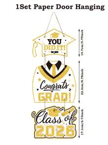 2026 White Graduation Decorations Door Signs Congrats Grad Class Of 2026, Graduation Wreath Hanging Signs Photo Booth Prop For Senior Party - White - View 3