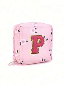 Tasche mit Buchstabenmuster zur Aufbewahrung von Damenbinden, Tampons-Aufbewahrungstasche, Damenbinden Reise-Aufbewahrungstasche, tragbare Kosmetiktasche für Lippenstifte, große wasserdichte Menstruationstaschen, tragbare Reise-Aufbewahrungstasche, Stifteetui, Münzbeutel, Geldbeutel für Frauen, zum Aufbewahren von Damenbinden und -einlagen, Kosmetikaufbewahrung, unverzichtbar für Frauen unterwegs