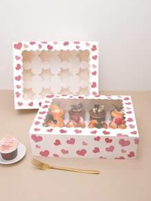 3pcs/6pcs Valentine's Day & New Year 12-Piece Window Cookie/Candy Boxes, Containers For Holidays, Weddings, Birthdays, Baking Supplies, 12-Cup Cupcake Boxes, Premium Cake Packaging - Multicolor - View 3