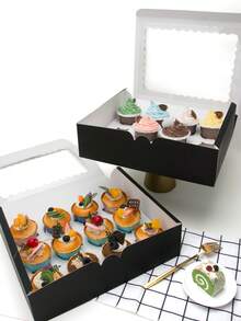 3pcs/6pcs Valentine's Day & New Year 12-Piece Window Cookie/Candy Boxes, Containers For Holidays, Weddings, Birthdays, Baking Supplies, 12-Cup Cupcake Boxes, Premium Cake Packaging - Multicolor - View 10