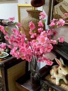 10/5/1件人造櫻花絲綢桃花，春季裝飾DIY花藝，適合花園、居家桌面中心裝飾、派對婚禮裝飾、庭院櫻花枝、仿真植物，適用於戶外室內房間、浴室、辦公室、露台、庭院、牆面、陽台花瓶裝飾 - 粉色 - 查看 11
