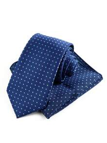 ZLQ&GOU 2 件套波点领带和口袋巾套装，经典蓝红涤纶提花领带，商务休闲百搭 - 彩色 - 查看 9