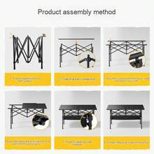 Aoran Adjustable Height Folding Camping Table, Outdoor Folding Camping Table, Portable Iron Rolling Table, Suitable For Indoor, Outdoor, Camping, Beach, Backyard, Barbecue, Party, Garden, Picnic, Easy To Store - Black 120cm - View 5