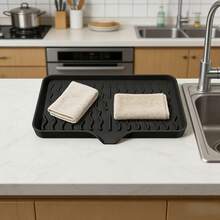 1pc Silicone Soap Dish, Wave Pattern Sloped Drainage Design For Easy Water Drainage, Suitable For Kitchen And Bathroom, Silicone Soap Dish Countertop Organizer, Sponge Holder, Cup Tray - Multicolor - View 3