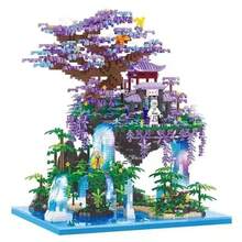 1460pcs Sakura Architecture Series Micro Building Blocks, Chinese Style, Suitable For Halloween, Thanksgiving, Christmas Gifts