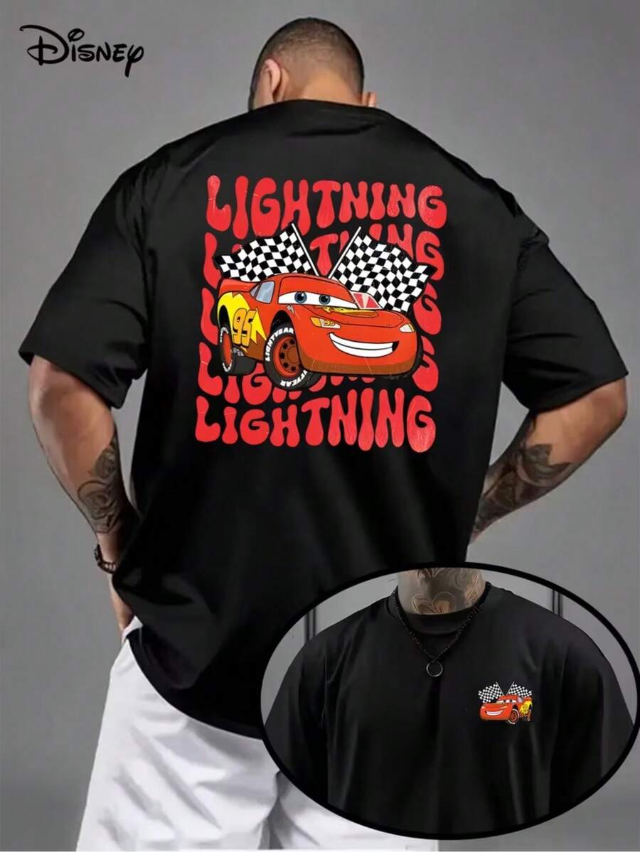 Genuine Authorization 1 Disney Car Lightning McQueen Short Sleeve, Disney Pixar Car Role, Fashion Cartoon T-Shirt Short Sleeve Design, Disney Cartoon Short Sleeve, Disney Men's Short Sleeve. - Black - View 1