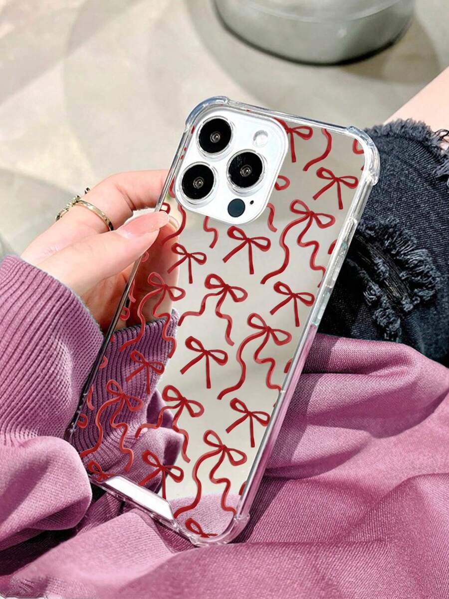 Red Bowknot Pattern Mirror Anti-Fall Sleeve Phone Case Compatible With IPhone 13/11/17/17pro/16/14/15/15pro/15 Plus/15 Promax/7plus/8plus/X/Xs Max/Xr/11pro/12pro/13pro/14pro/12mini/13mini/11promax/12promax/13promax/14promax/14plus/17pro Max/17Air/6/6s Plus/7/8/16Pro/16plus/16promax/Se2/17promax&Compatible With Samsung Galaxy/A54/A14/A12/A13/A15/A32/A33/A24/A52S/S20/S21/S22/S23/S24/S23Plus/S24ultra/S25/A15/A33/A23