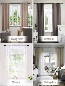 1pc Black/White Stainless Steel Combination Curtain Rod, Suitable For Bathroom Shower Curtain, Bedroom And Living Room Window Curtain, Roman Blind - Multicolor - View 3