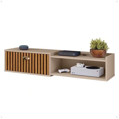 RPM Stores Rack Suspenso Multifuncional Home Parede 1.20 Estante TV 42" Bancada Flutuante México 1 Porta Nicho Sala Quarto - Lojas RPM