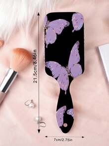 1pc Butterfly Series Cushion Hair Brush, Featuring Delicate Butterfly, Flower, And Daisy Patterns In Chic Artistic Style, Made Of Durable PC+TPU Material For Straight Hair Styling - Multicolor - View 5
