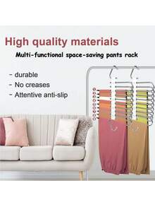 1 Giá treo quần áo 9 tầng bằng kim loại, giá đựng quần áo hình chữ S bằng thép không gỉ chống trượt có móc, thích hợp cho quần legging và quần dài, dụng cụ sắp xếp tủ quần áo | Giá treo quần áo chắc chắn | Móc treo kim loại, thích hợp cho Ngày Valentine, Lễ Phục Sinh - Nhiều màu - Xem 11