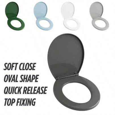 Soft Close Toilet Seat With Quick Release Hinge For Easy Clean – Durable, Oval Shape, Easy Fit With Top Fixing, Anti-Slam Standard O Shape Slow Close Toilet Seat
