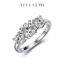 3 Stones All Synthetic Moissanite Ring Elegant Design For Woman Man Anniversary Wedding Engagement 925 Sterling Silver Rings Gift Valentine's Day R014 - 1CT/2CT/1CT;Vàng - Xem 1