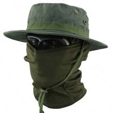 2件装男女通用徒步钓鱼遮阳帽户外运动防晒防紫外线颈部面部迷彩可调节渔夫帽和面罩