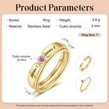 1pc Personalized Name Ring, Family Birthstone Ring, Inlaid Birthstone, Customizable Engraving, Suitable For Engraving Family Member Names And Birthstones, Mother's Ring, Valentine's Day Gift