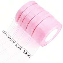 50码透明欧根纱丝带，宽度12-38毫米 - 非常适合DIY礼品包装、发饰、珠宝展示、鲜花包装、礼品包装、蝴蝶结、DIY派对装饰 - 粉色 - 查看 4