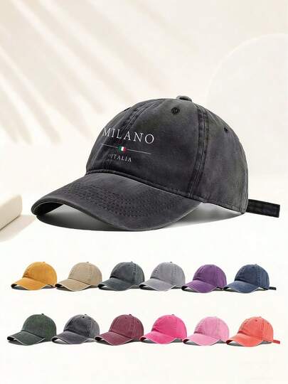 Gorra de béisbol con estampado de Milán, Italia 2026, gorra clásica de moda vintage lavada, corona suave y transpirable, plegable y ajustable, adecuada para primavera y verano, gran regalo para el Día del Padre, sombrero para hombres, suministros de boda, sombrero de novia, sombrero para mujeres