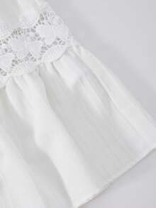 夏季少女休闲度假印花白色圆领T恤和简约白色长裙两件套 - 白色 - 查看 5