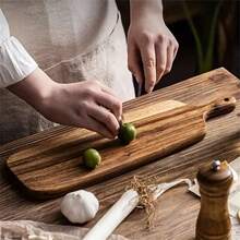 1pc Cutting Board, Wooden Chopping Board, Household Meat Cutting Board, Cheese And Board, Washable Fruit Board, Home And Dorm Vegetable Cutting Board, Camping Gear, Kitchen Accessories, Kitchen Utensils, Ramadan Decoration, Eid Al-Fitr Gift, Valentine's Day Gift - Rust Brown - View 3