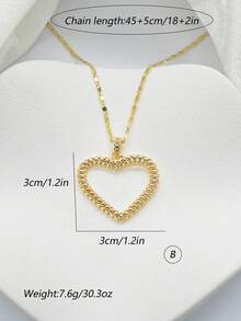1件优雅简约大爱心吊坠项链，适合女性日常、派对、聚会或特殊场合佩戴，精致时尚首饰，金色粗链项链，情人节礼物、结婚纪念日礼物，送给女友、妻子、母亲的最佳礼物