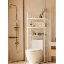 Over Toilet Storage Rack - 3-Tier Stainless Steel Bathroom Organizer With Adjustable Shelves, Waterproof Space-Saving Rack For Toilet Paper, Towels, Toiletries (No Drill Installation) - 白色 - 查看 6