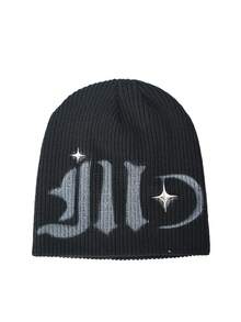 1顶复古街头风字母月亮印花保暖针织帽，男女通用，秋冬季（注意：手绘图案不建议水洗） - 彩繪月亮毛線帽 - 查看 6