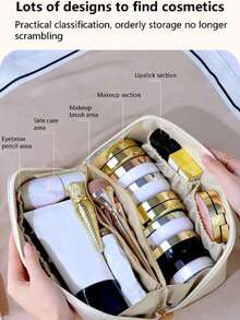 2026新款大容量双层防水PU皮化妆包，多功能旅行收纳包，化妆品收纳包，洗漱包，女士防水大容量旅行化妆包，旅行洗漱包，必备礼品收纳包，拉链收纳包，指甲油和化妆品收纳包，香水收纳包，旅行化妆包，指甲油收纳包。情人节礼物，节日礼物。 - 彩色 - 查看 6