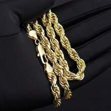 Holylegend 14K-Plated Rope Chain Necklace Women And Men,Upgraded Shine, Faceted Cut, Tarnish-, Goldstone Necklace 6mm/8mm, 22/24 Jewelry - 寬 6 毫米,長 22 英寸 - 查看 6