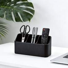 3-Slot PU Leather Remote Control Box - Minimalist Home Desktop Remote Organizer & Holder - Black - Multicolor - View 11