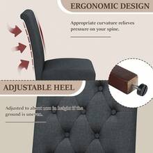 Dining Room Chair Set Of 2, Kitchen Chair, Living Room Chair, Upholstered Chairs With Solid Wood Legs - Dark Grey - View 8