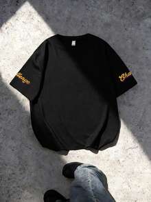 1pc Boys' Casual Cartoon Basketball Letter Print Round Neck T-Shirt, Soft Fabric, Vintage Los Angeles Basketball Graphic, Suitable For Daily Play, Leisure Outings And Spring/Summer Sports Gatherings - Black - View 6