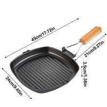 Cooking Frying Pan Non Stick Compact Folding Handle Outdoor Carp Fishing Camping - Black - View 11