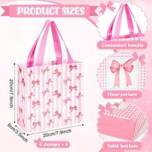 Tote Bags With Handles, Designed For Party Favors, Featuring Six Different Styles, For Birthdays And Weddings, In Pink - Multicolor - View 3