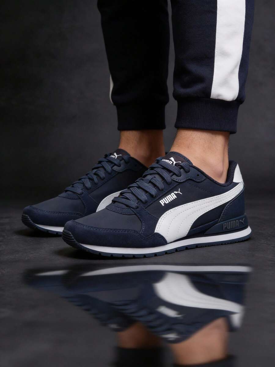 Puma ST Runner V3 NL 网眼男女运动鞋、情侣运动鞋、跑步鞋、休闲运动鞋 384857-02 - 午夜藍-彪馬白 - 查看 1