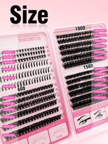 414 piezas DIY Racimos de pestañas, pestañas inferiores/puntiagudas/60D/100D/150D, kit de pestañas D Curl - Con cepillo, pinzas, racimos de pestañas de capacidad grande de 5-20 mm de longitud mixta para principiantes, set de extensiones de racimos de pestañas, racimos de pestañas, pestañas individuales - D - Ver 5