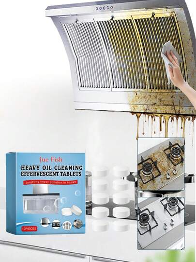 JUE FISH 1pc/237ml Grease Cleaning Effervescent Tablet, Kitchen Cleaner, Degreaser, Easy Cleaning, Removes Oil Stains, Spray, Cleaning Tablet, Best Gift For Family And Friends, Random Old Or New Model Shipped