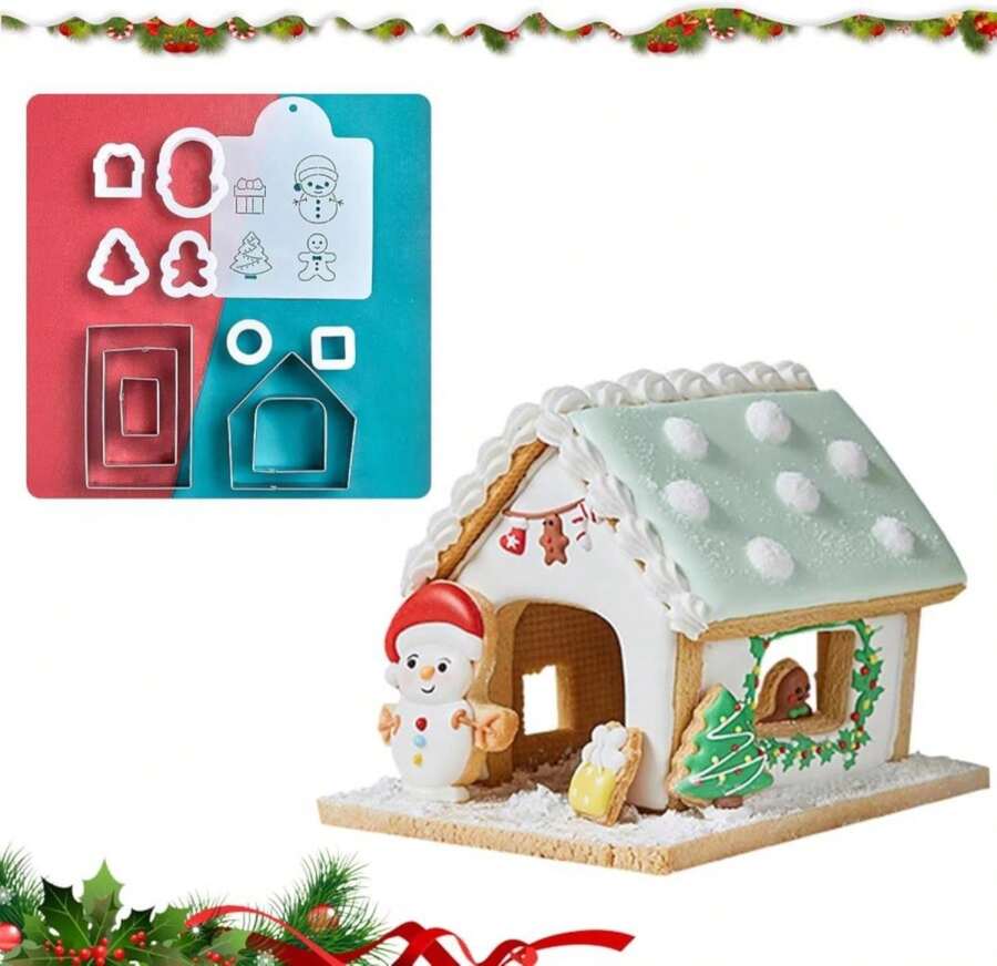 Gingerbread House Cookie Cutter Set 3D Gingerbread House Kit Stainless ...