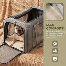 Transportín plegable de material suave apto para gatos y perros pequeños - Transpirable, resistente a arañazos, impermeable, fácil de limpiar, ligero y portátil, con correa de hombro desmontable, apto para uso en coche/viaje/avión/hogar - Multicolor - Ver 1