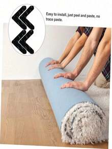 4/8/12/2pcs Carpet Anti-Slip Fixing Tape, PU Material, Washable, No Residue, Reusable, Washable Fixing Stickers - Black - View 4