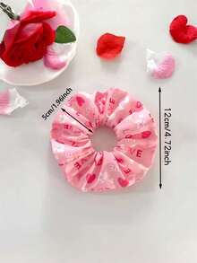 6pcs Valentine's Day Women's Sweet & Elegant Pink, Red Fabric Love, Lips, Rainbow, Heart Printed Large Hair Scrunchies, Suitable For Holiday Parties, Daily Outings, Hair Decoration Accessories, Bohemian Party, Elegant ,Hair Ties ,Scrunchy Hair Ties - Nhiều màu - Xem 2