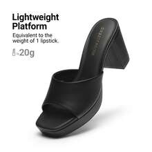 Women Minimalist Open Toe Heeled Mule Sandals Slip On, Thick Heel Casual High Heel Sandals For Outdoor Spring/Summer - Black - View 8