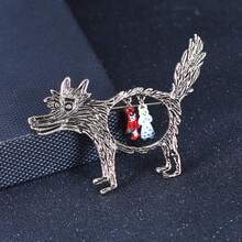 1 件复古灰狼胸针装饰男士 - 銅色 - 查看 5