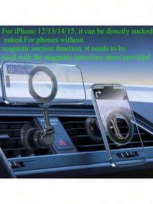 Dual Magnetic Clip Car Phone Holder - Universal, Compatible With Iphone And Android Phones, Sturdy , Perfect Birthday/Summer Gift For Family And Friends - One Size - View 2