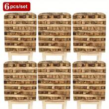 1pc/4pcs/6pcs/10pcs Vintage Style Distressed Wood Texture Print Short Plush Removable Chair Cover, Suitable For Dining Room, Living Room, Office, Hotel And Home Decor, All Seasons