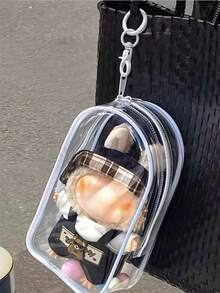 1pc Tote/Storage Bag, Suitable For Plush Dolls, PVC Cosmetic Bag, Transparent Large Capacity Organizer Bag, Can Store Chargers, Cables, Earphones, Christmas Decorations, Christmas Gift Packaging Bags (Doll Not Included)