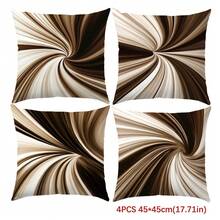 4pcs Minimalist Coffee Geometric Abstract Swirl Pattern Throw Pillow Covers, Single-Sided Printed Peach Velvet, 45*45CM/18*18inch Cushion Covers Suitable For Modern Minimalist Sofa Living Room Decor, Gifts, Party Decoration - Multicolor - View 11