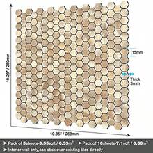 Azulejos Adhesivos Metálicos Hexagonales, Color Champán Dorado, 10 Piezas por Paquete, Autoadhesivos y Resistentes al Calor, Ideales para Cocina, Baño o Paredes Interiores - 10piezas+champán dorado - Ver 7