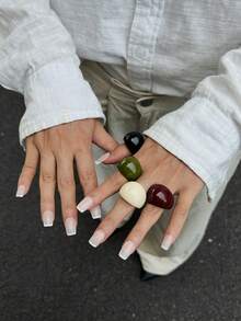 Bộ 1/4 chiếc nhẫn charm nhựa cong, phong cách đường phố sang trọng, thích hợp đeo hàng ngày, quà tặng trang sức kim loại cong đa năng cho nữ và các cặp đôi trong dịp lễ (Chất liệu và màu sắc của nhẫn có thể khác nhau tùy sản phẩm thực tế). - nhẫn - Xem 21