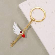 1pc 2025 Latest Trending Cross-Border Card Captor Sakura Necklace, Magical Girl Sakura's Bird Staff Keychain Pendant, Birthday Gift, Halloween Gift, Party Gift, Best Gift - Multicolor - View 8