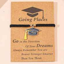 1pc Graduation/Teacher's Day/Back To School Diploma Cap Charm Bracelet, Women/Couples Blessing Gift